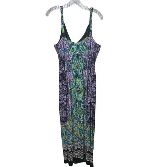 Avenue Maxi Dress 18/20 Paisley Print Sleeveless V-Neck Stretch Boho Summer - Picture 2 of 12